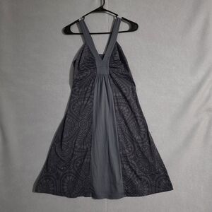 Patagonia V Neck Halter Geometric Charcoal Corrine Dress 58896S1 Size Medium